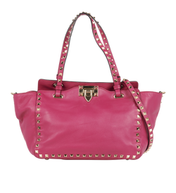 Small Rockstud Tote, Leather, Pink, BL-M037BOL2, DB/S, 2*